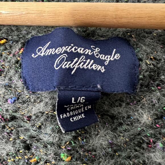 American Eagle Outfitters AEO LARGE Gray Wool Blend Sweater Fitted Knit - Picture 7 of 8